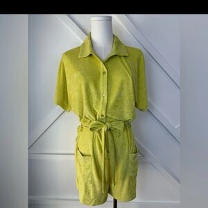 Andie Swim Button-Up Palma Terry Romper Honeysuckle Size S